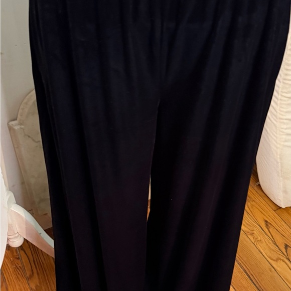 Norma Kamali Black Velvet Wide Leg Pants